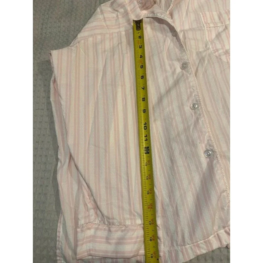Vintage Christian Dior Women's LG Cotton Pink Striped Button Pajama Top